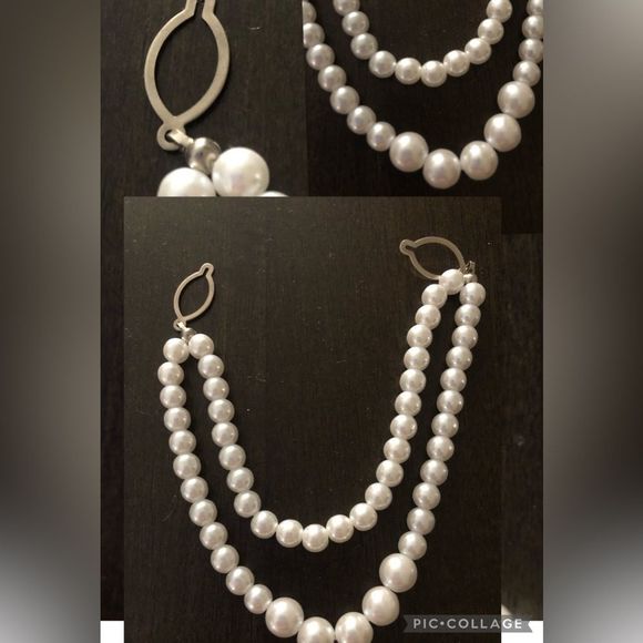 Vintage 1960s Faux Pearl Beaded Cardigan Sweater Clip - Picture 5 of 8